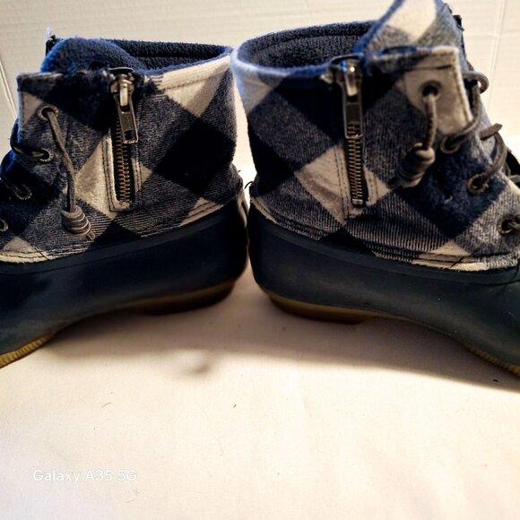 Sperry Womens Saltwater Duck Boots Plaid Wool Upper Waterproof Rubber Sole Lace- - Picture 5 of 11